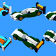 Aston-3 (Harris, Keller, Jameson; Gulf livery), Aston-47 (Wilkes, Walkinshaw, Letterman; British racing green with white middle and gold wing), and Aston-48 (Solheim, Viszetter, Granger; white with British racing green middle and gold endplates)